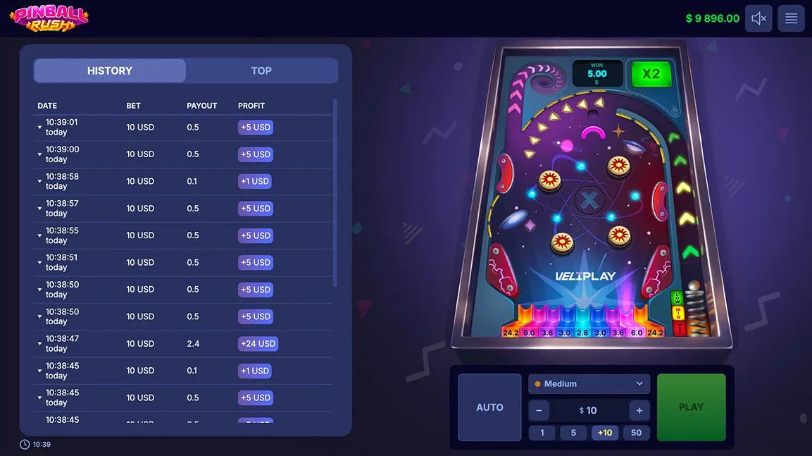 Pinball Rush Bonus Saucer with five Light Activation Bumps lit